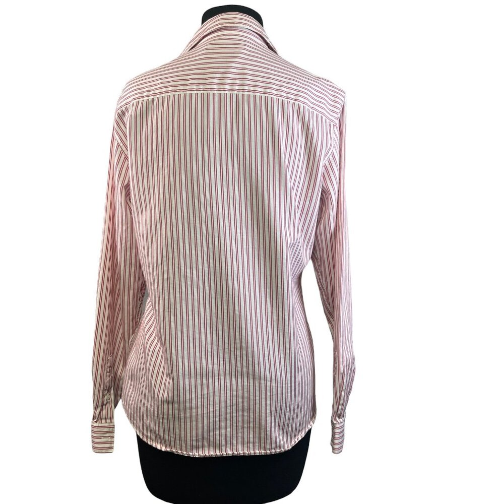Cutter & Buck Ladies Button Down Red White Stripe Cotton Shirt M Pre-Owned - Picture 7 of 8